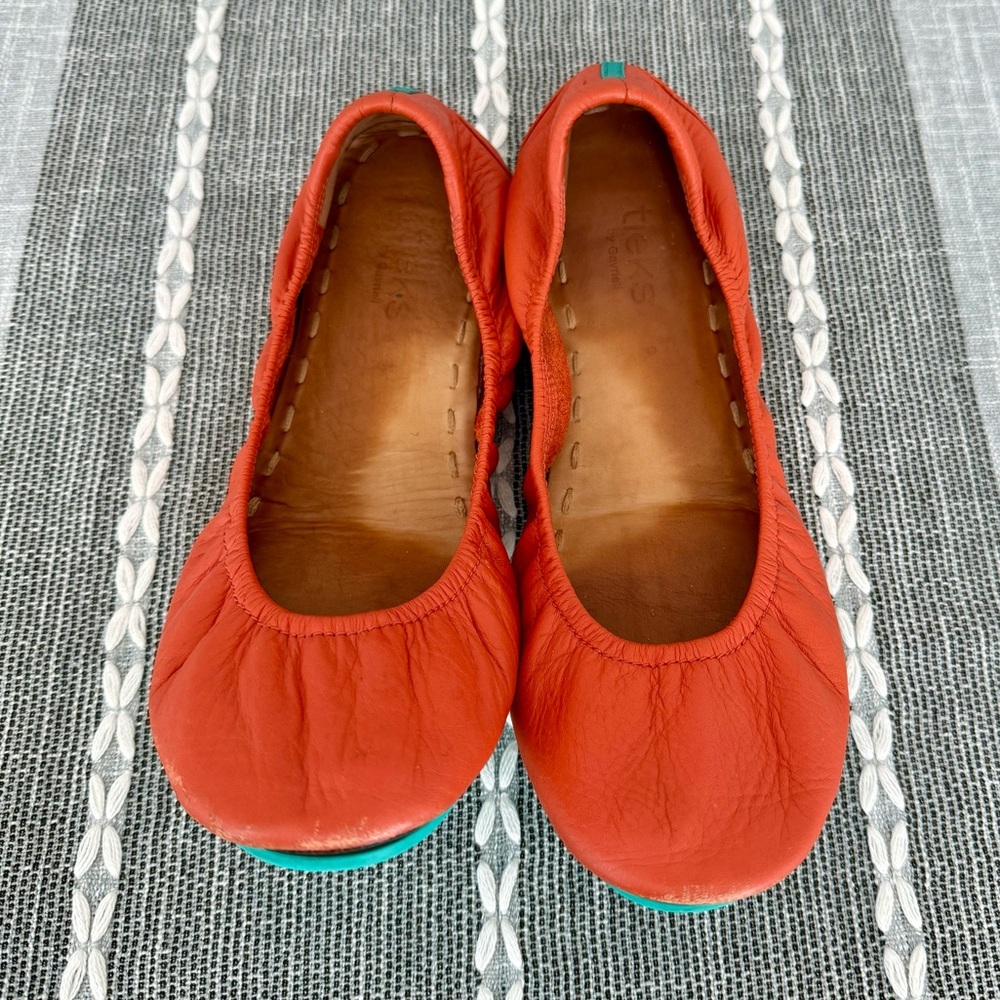 Tieks Tangerine Leather Ballet Flats